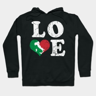 Love Italia Italy Map Italian Flag Heart Hoodie